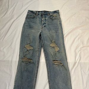 Wild Fable Women's Denim Blue Jeans - Size 8 Distressed - Highest Rise Straight